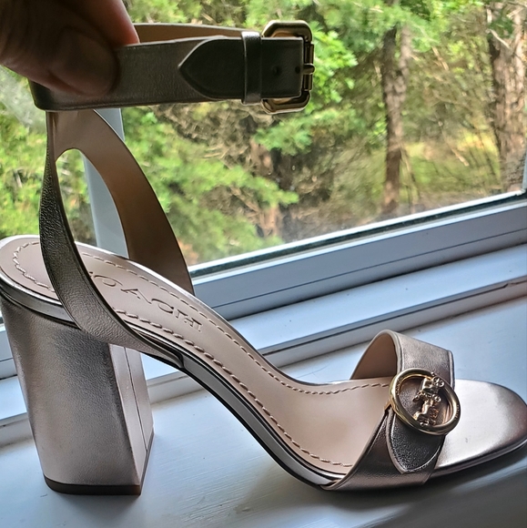 NIB Coach Gold high heeled Sandals - Picture 4 of 10